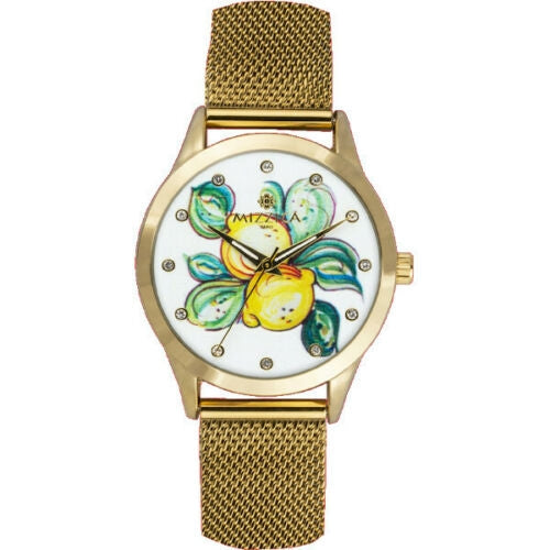 Orologio Donna Mizzica Limoni  Quarzo Solo Tempo Cinturino Maglia Milano Oro