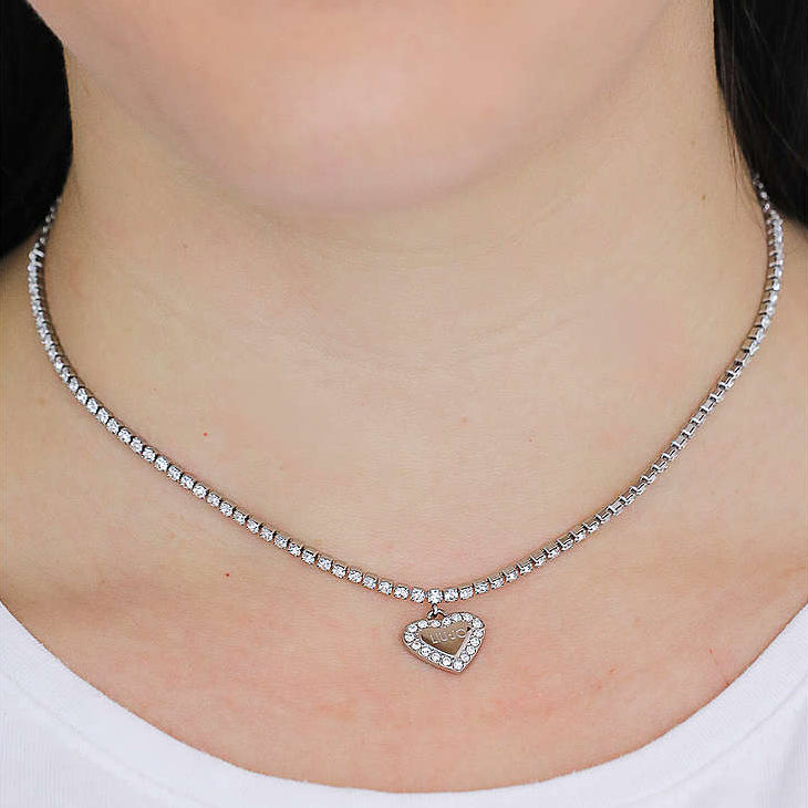 Collana Donna Liu Jo Acciaio Tennis Zirconi Cuore Argentato Lucido LJ1551