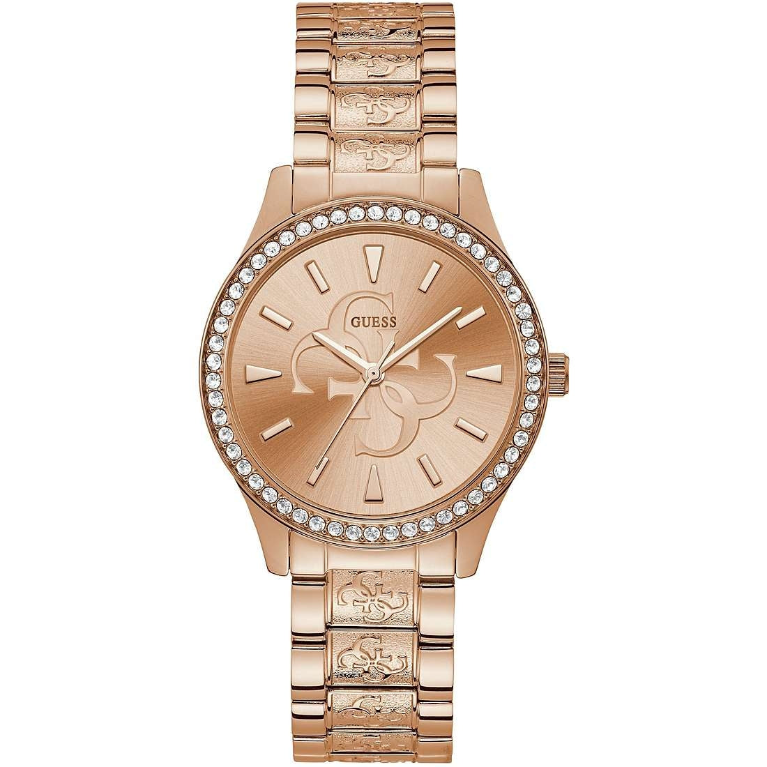 Orologio Donna Guess Quarzo Solo Tempo Acciaio Rosè Zirconi Fantasia W1280L3