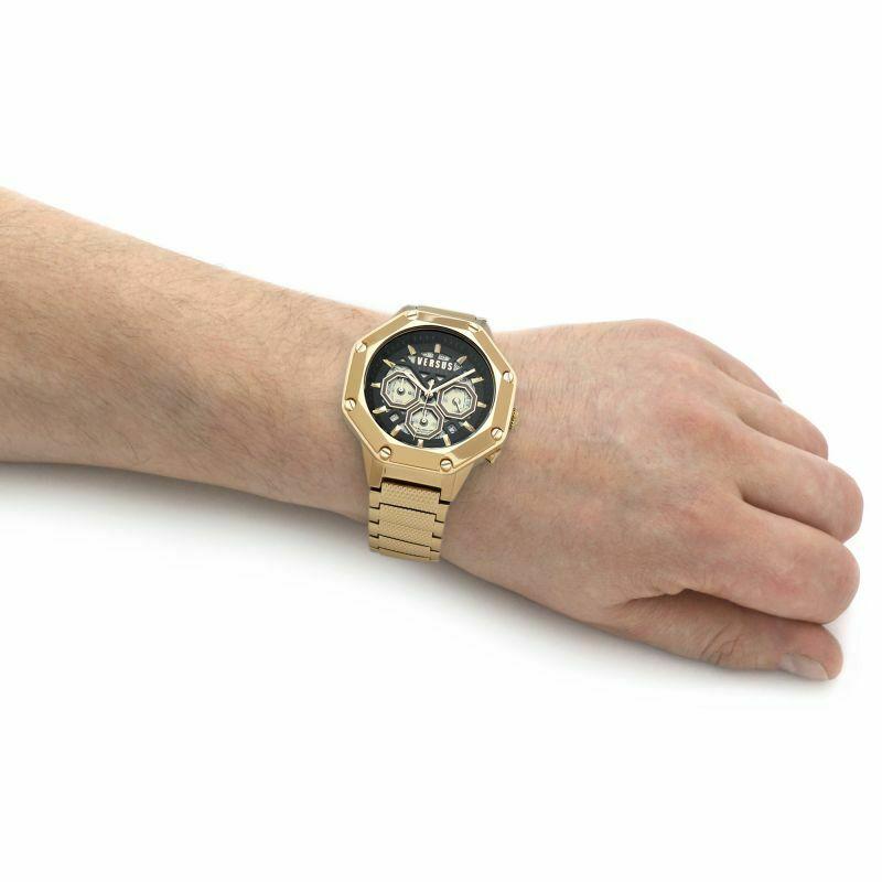 Orologio Uomo Versus By Versace Nero Quarzo Cronografo Acciaio Dorato VSP391720