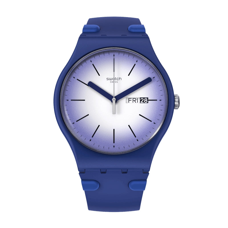 Orologio Donna Swatch Quarzo Solo Tempo Doppia Data Viola Bianco SUON716