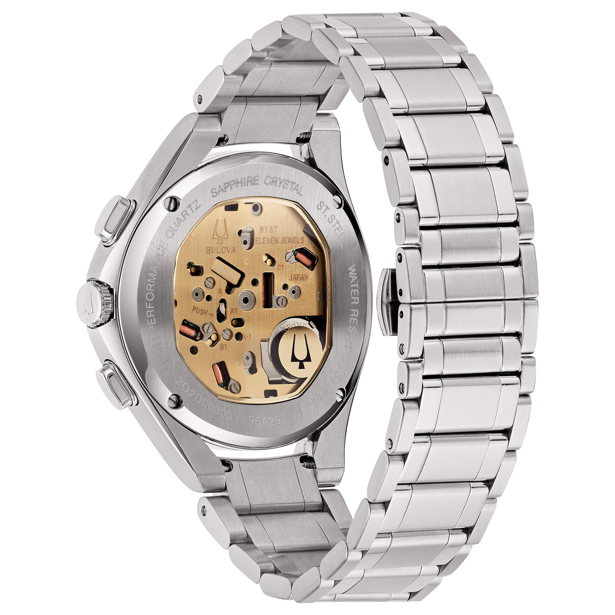 Orologio Uomo Bulova Curv Dress 262 Hz Quarzo Cronografo Blu Acciaio Lucido 96A302