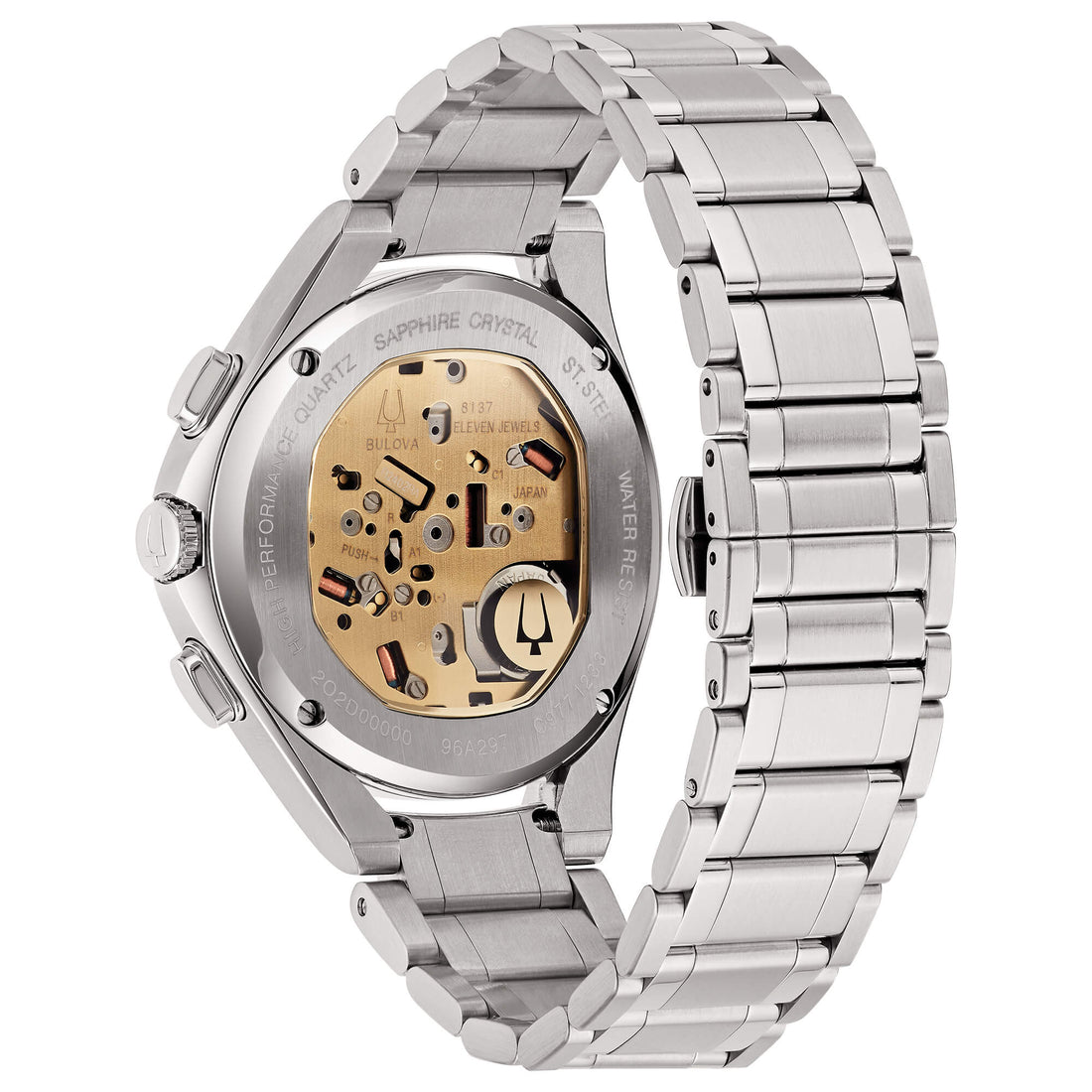 Orologio Uomo Bulova Curv Dress 262 Hz Quarzo Cronografo Blu Acciaio Lucido 96A302