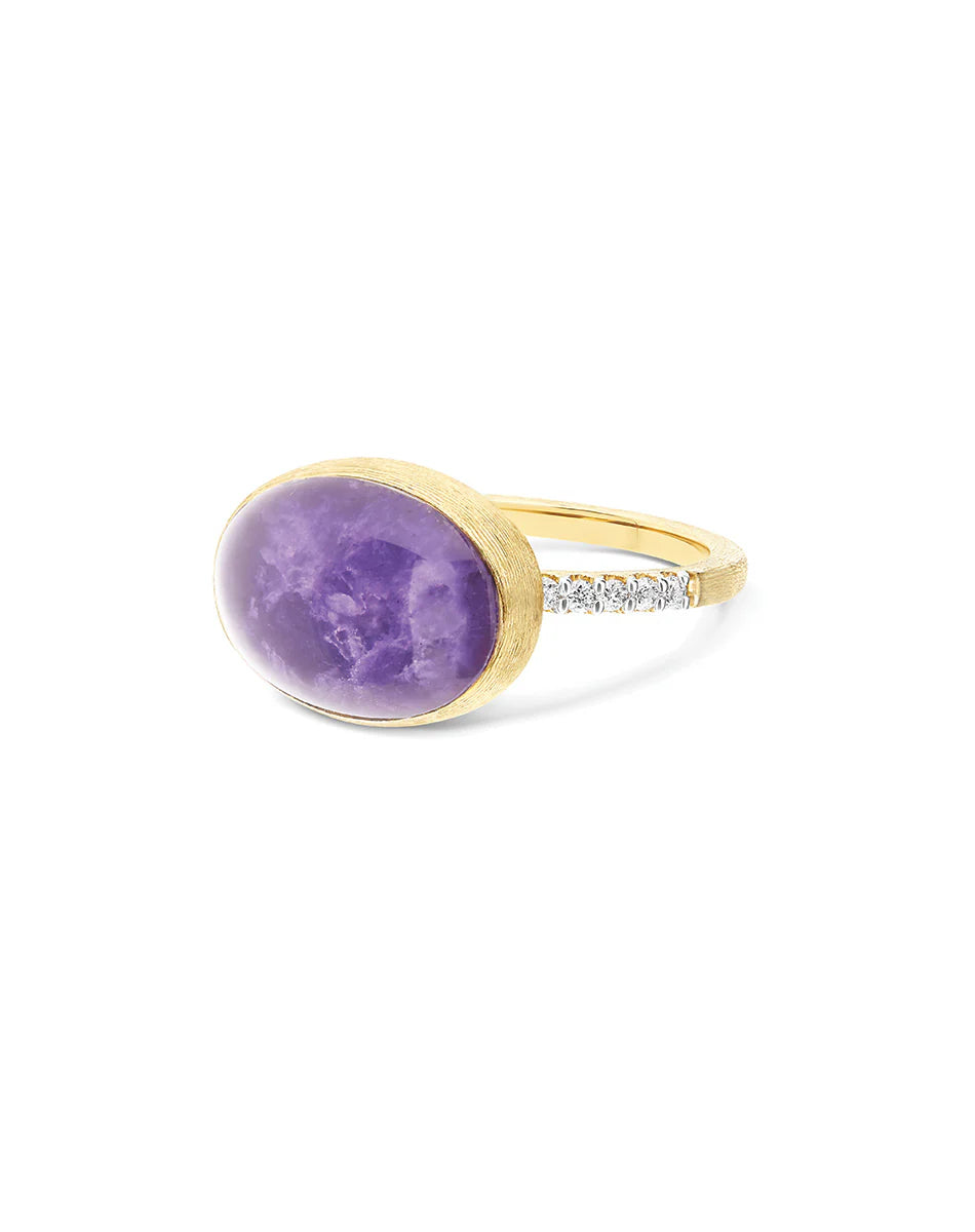 Anello Donna Nanis Oro Giallo 18 KT Diamanti con lepidolite e madreperla  AS6-609
