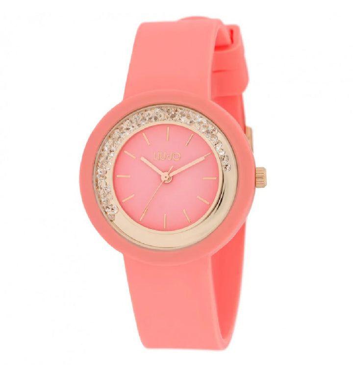 Orologio Donna Bambina Liu Jo Quarzo Solo Tempo Dorato Dancing Gomma Pesca TLJ2202