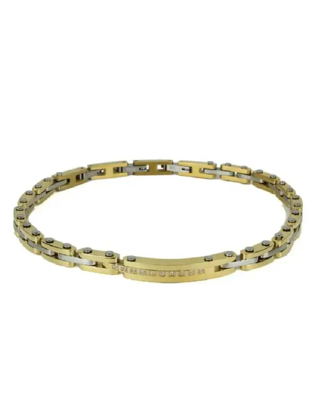 Bracciale Uomo Acciaio Zancan PDV Oro Targa Zirconi UHB047