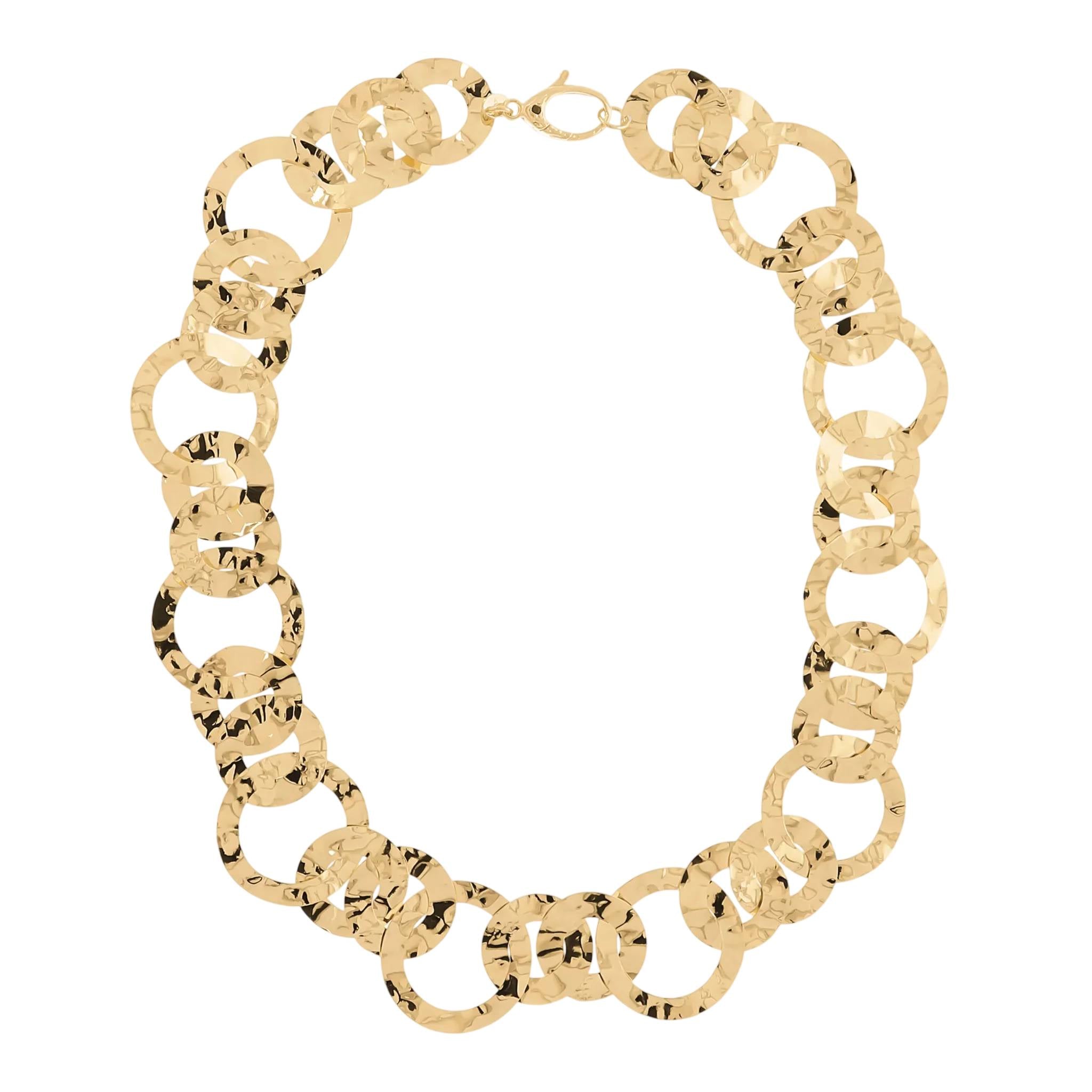 Collana Donna Etrusca Disco Martellato Lega Oro Giallo 18 KT WSET00860.YG