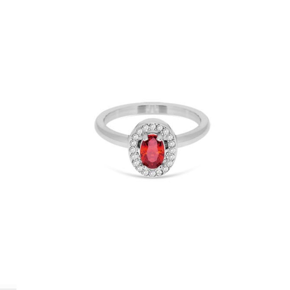 Anello Donna Liu Jo Acciaio Con Zircone Rosso ovale LJ2292M14