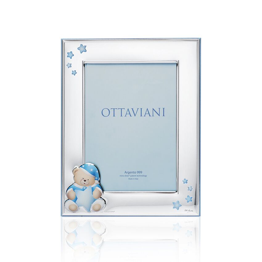 Portafoto Ottaviani Argento 999 Nascita Bimbo Orsetto 9x13 7004BC