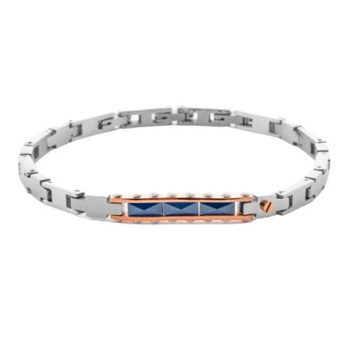 Bracciale Uomo 4US Cesare Paciotti Acciaio Targhetta Zirconi 4UBR7054