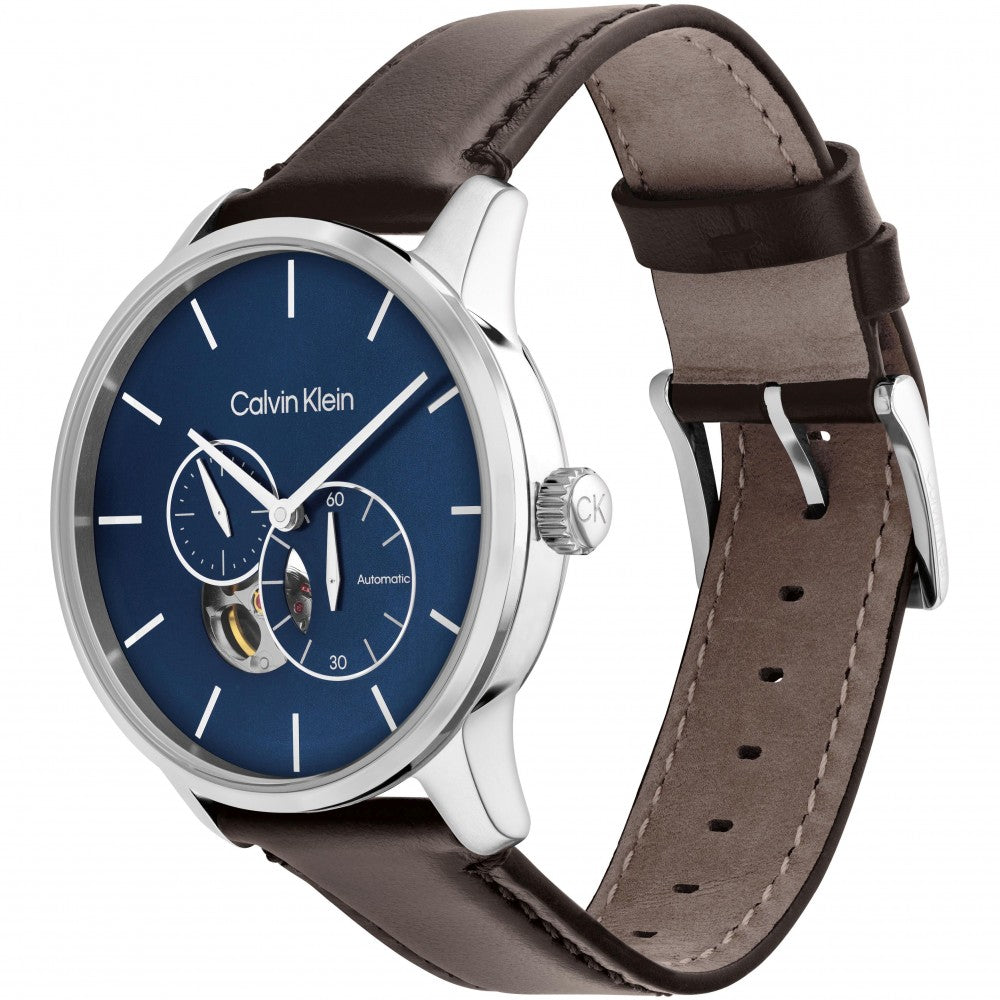 Orologio Uomo Calvin Klein Acciaio Automatico Solo Tempo Blu Pelle CK25200075