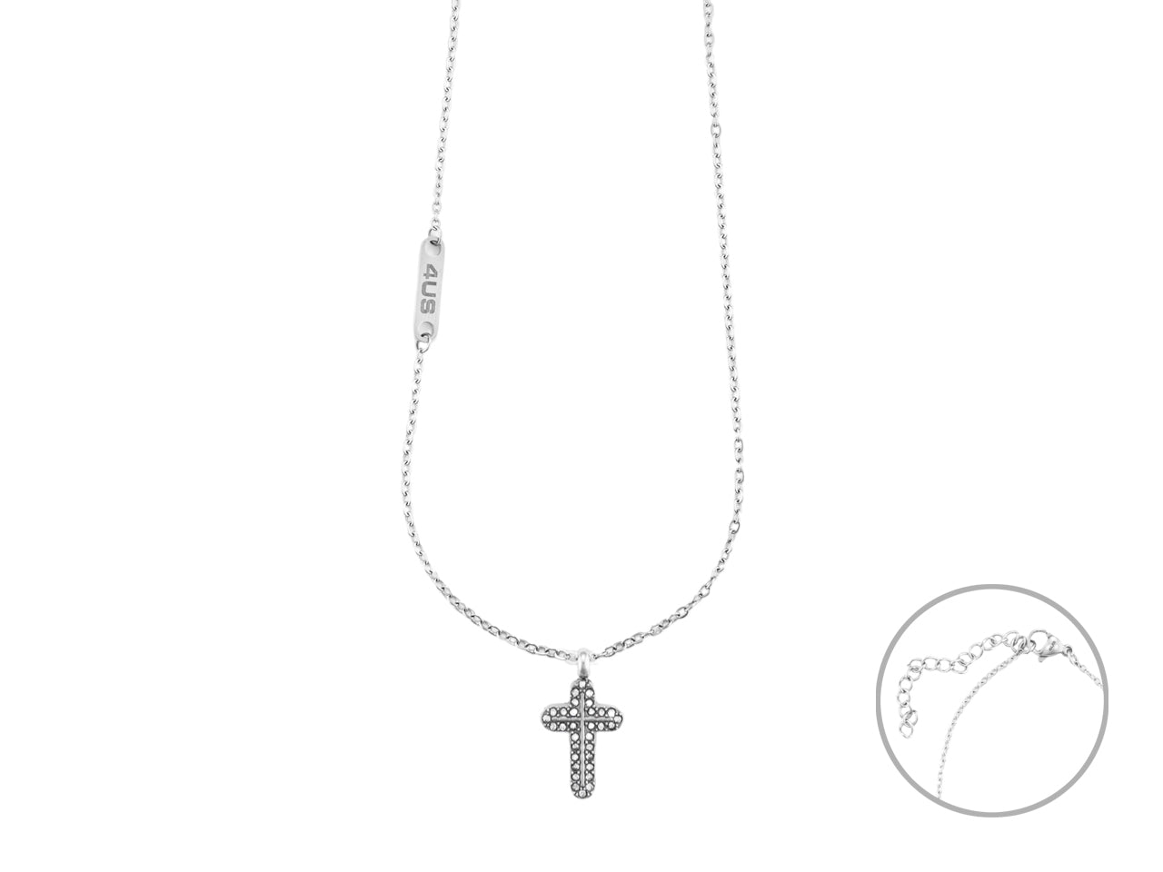 Collana Uomo 4US Cesare Paciotti Acciaio Croce zirconi Bianchi 4UCL6969