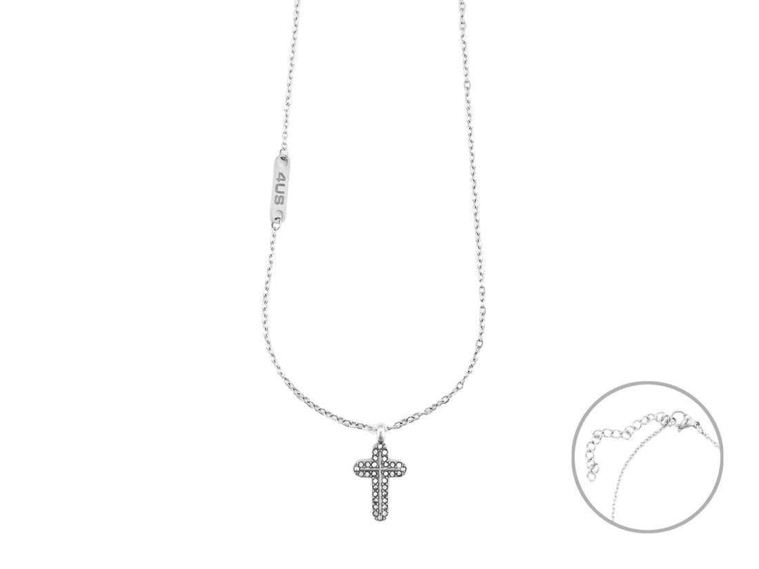 Collana Uomo 4US Cesare Paciotti Acciaio Croce zirconi Bianchi 4UCL6969