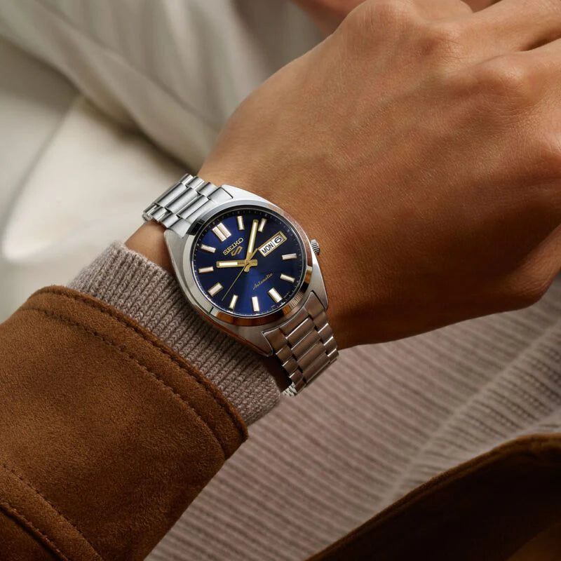 Orologio Uomo Seiko 5 Automatico Blu Riedizione Anni 70 SRPL55K1