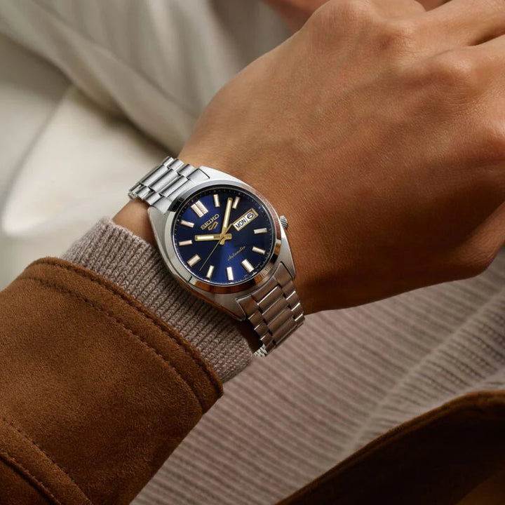 Orologio Uomo Seiko 5 Automatico Blu Riedizione Anni 70 SRPL55K1