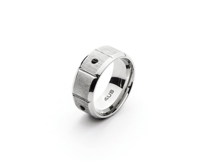 Anello Uomo 4US Cesare Paciotti Acciaio Satinato Zircone Nero Mis 20 4UAN4554/20