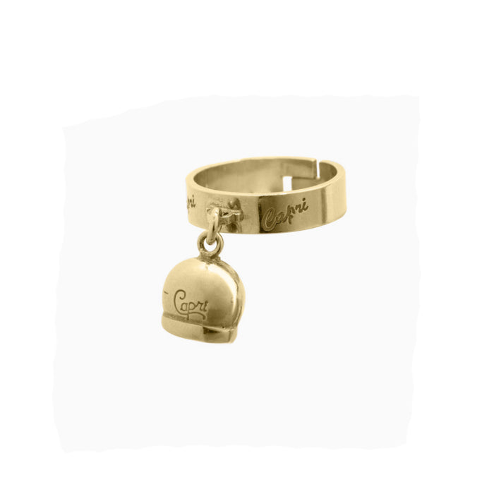 Anello La Campanella di Capri Argento Dorato Lastra Porta Fortuna ACCD2-ORO