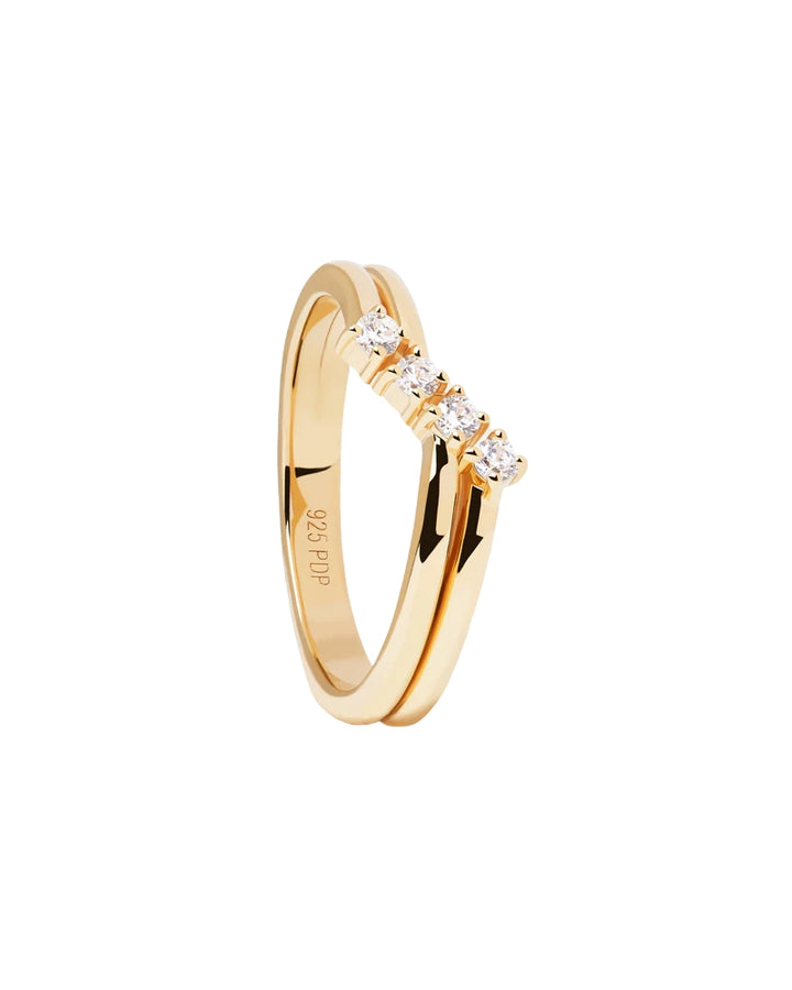 Anello Donna PDPaola Argento 925 Dorato Aperto Zirconi Bianchi AN01-870-12