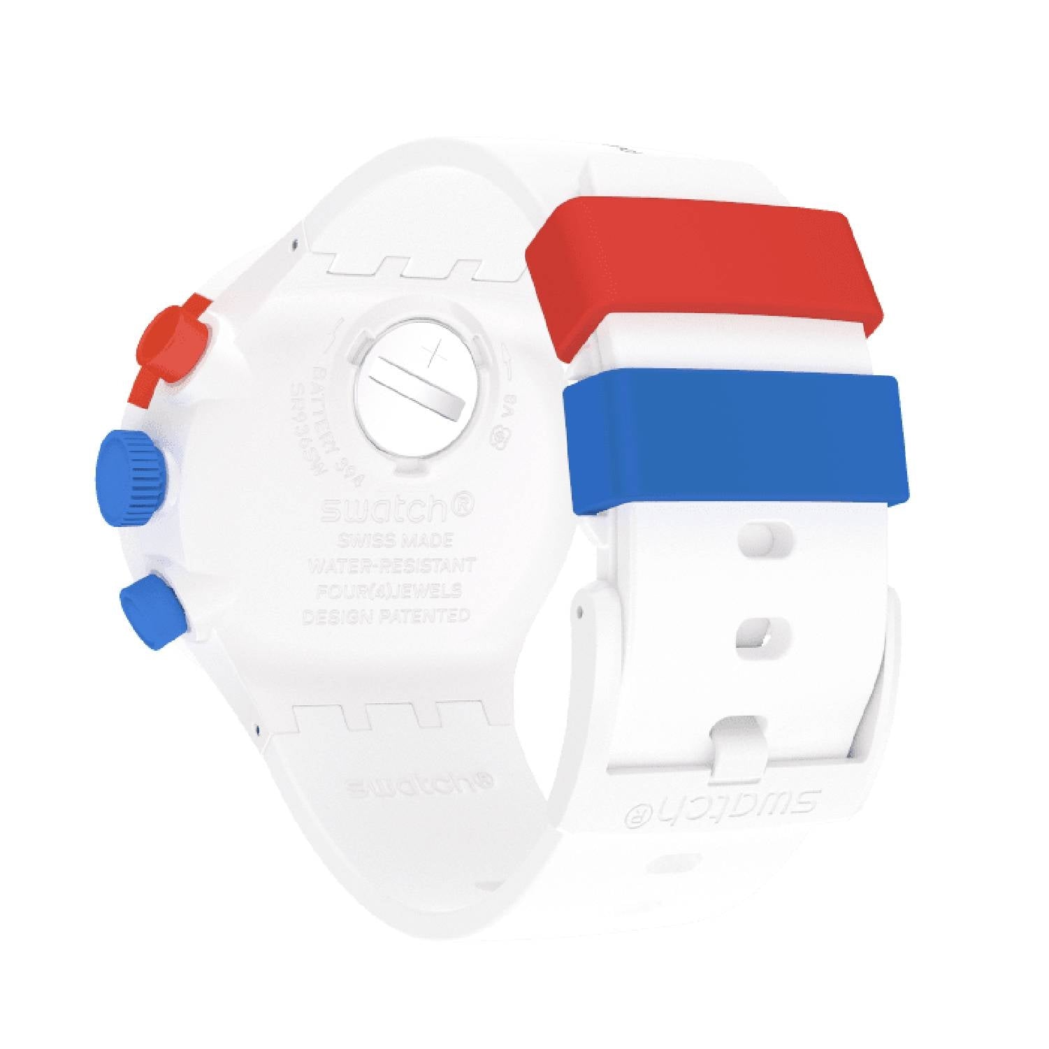 Orologio Uomo Swatch Big Bold Quarzo Cronografo Data Blu Bianco SB04Z400