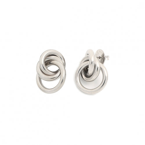 Orecchini Donna Unoaerre Argento 925 Bianco Liscio Cerchi Intrecciati 515109