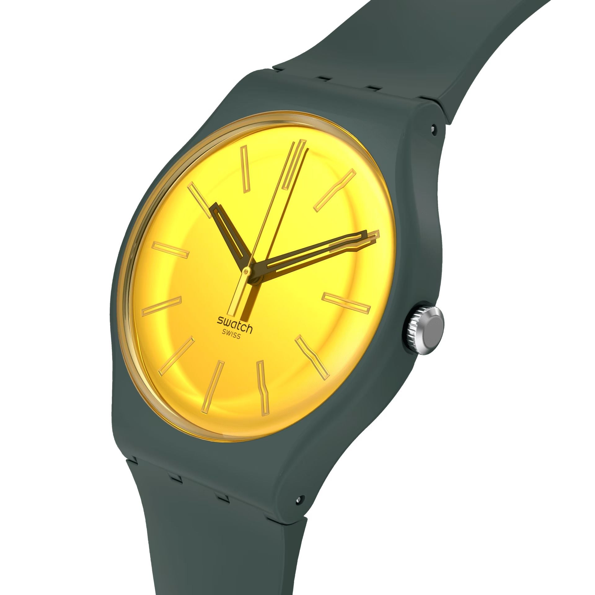 Orologio Unisex Swatch Gold In The Garden Quarzo Verde Scuro Dorato Lucido SO29G103