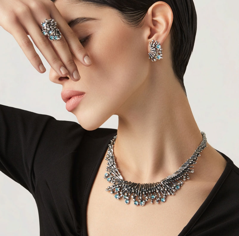 Collana Donna Giovanni Raspini Argento 925 Semirigida Fireworks Quarzi Mystic 11662