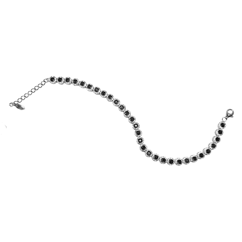 Bracciale Unisex Angelic Re Mida Tennis Argento Zirconi Bianchi Neri Tennis-17