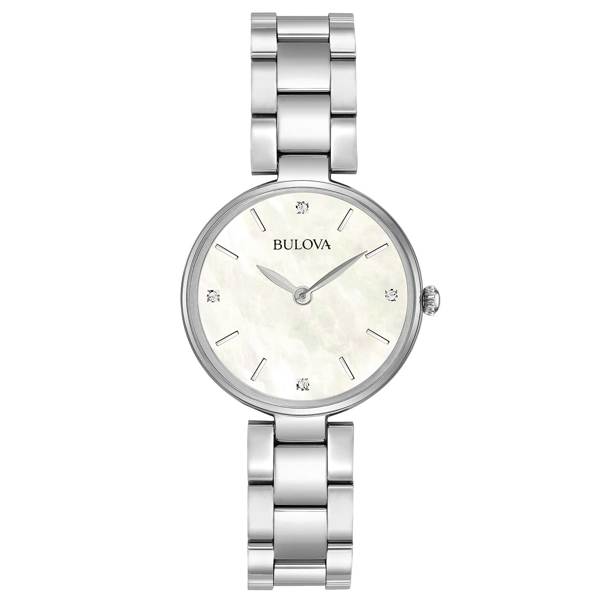 Orologio Donna Bulova Quarzo Solo Tempo Classic Madreperla Acciaio Diamanti 96S159