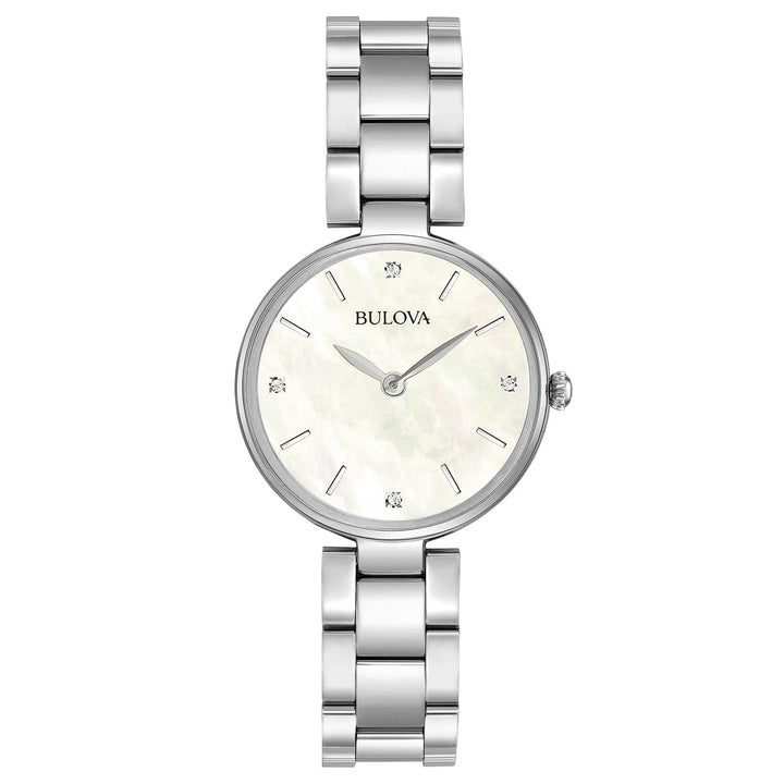 Orologio Donna Bulova Quarzo Solo Tempo Classic Madreperla Acciaio Diamanti 96S159