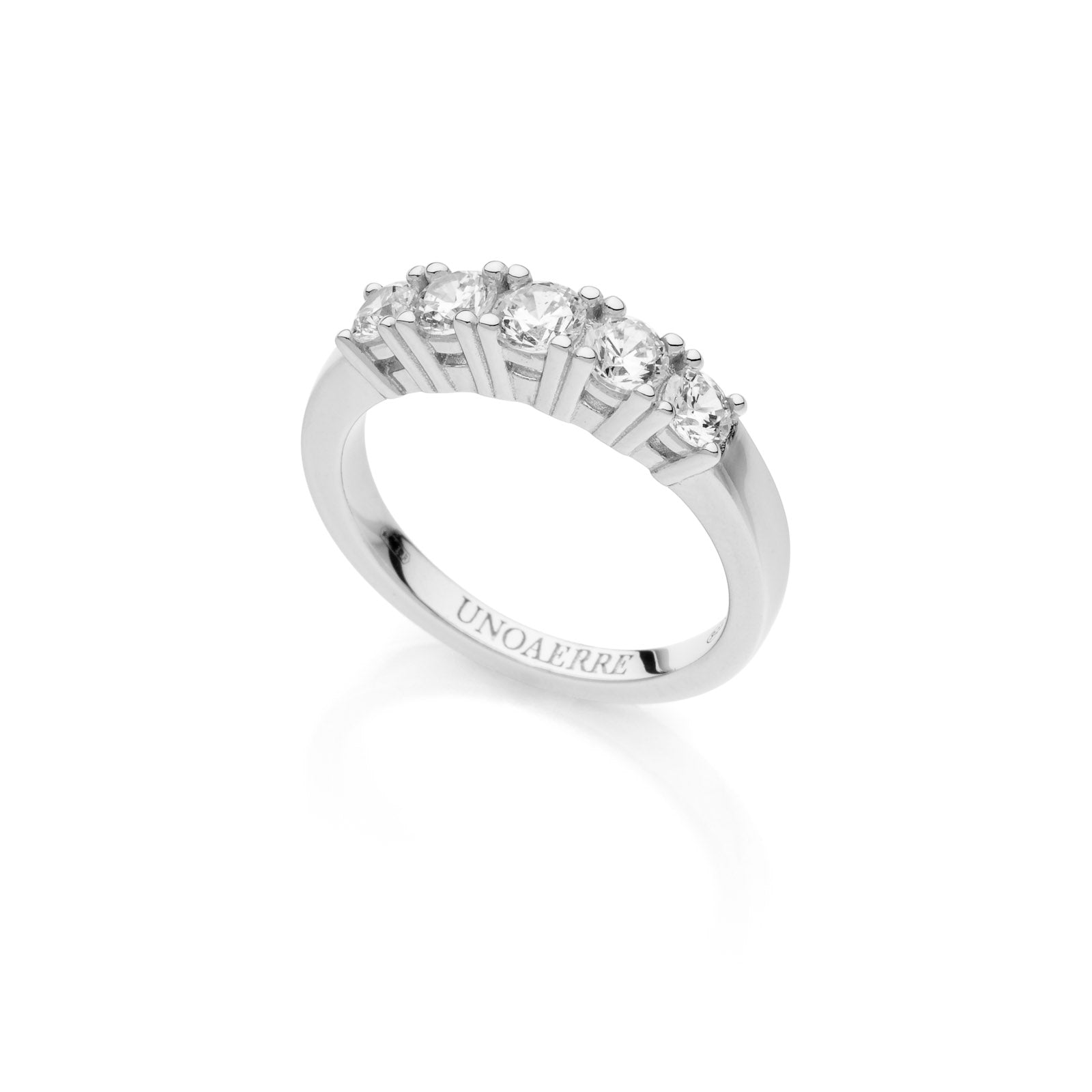 Anello Donna Unoaerre Argento Bianco 925 Veretta 5 Pietre Misura 15 541233
