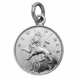 Charm Unisex Giovanni Raspini Argento 925 10 New Pence Realizzato A Mano 07766