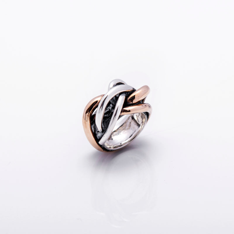 Anello Donna Nemoris Argento 925 Bronzo Rosè Misura 16 Impossible Intreccio HAP03