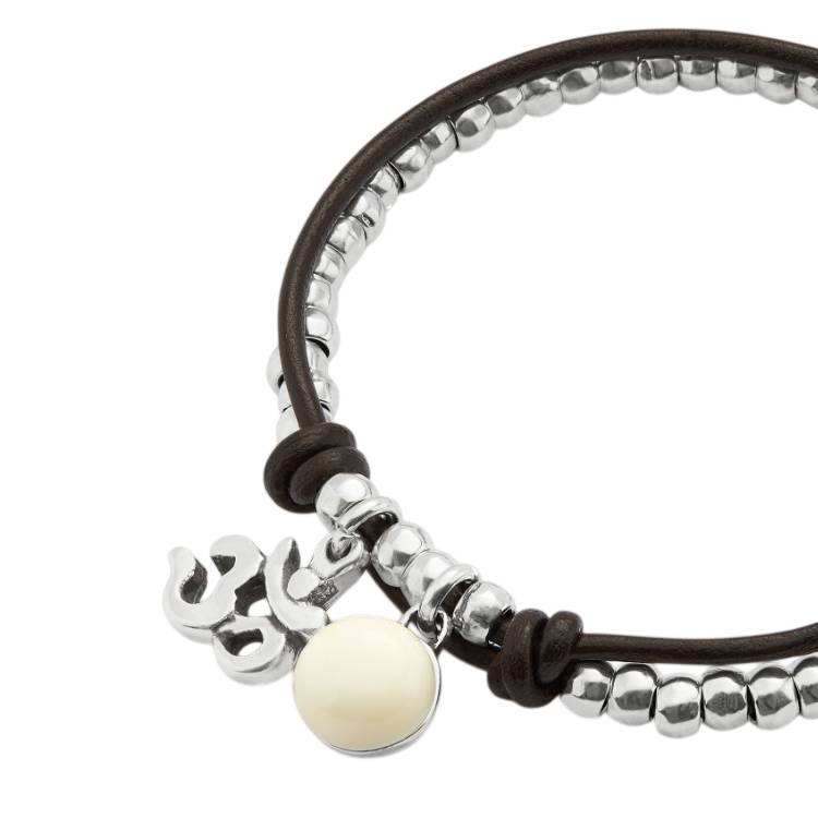 Bracciale Donna Uno De 50 Sfere Placcato Argento Cristallo Murano Avorio PUL2531MFLMTL0M