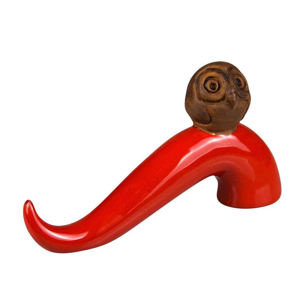 Corno Portafortuna da Scrivania Civetta Rosso TE083