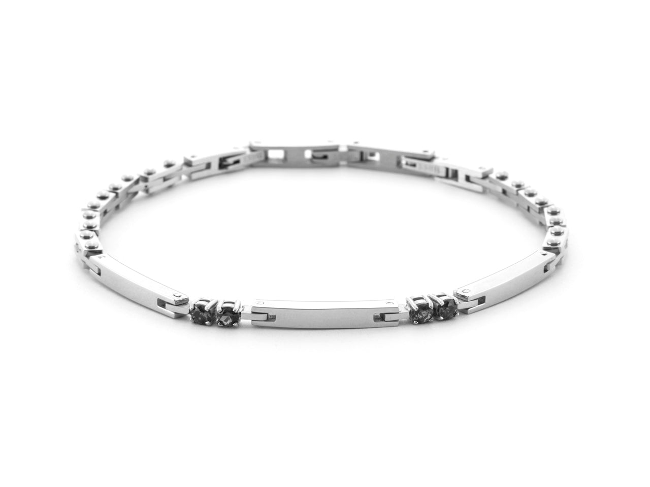 Bracciale Uomo Acciaio 4US Cesare Paciotti Zirconi Neri 4UBR6986