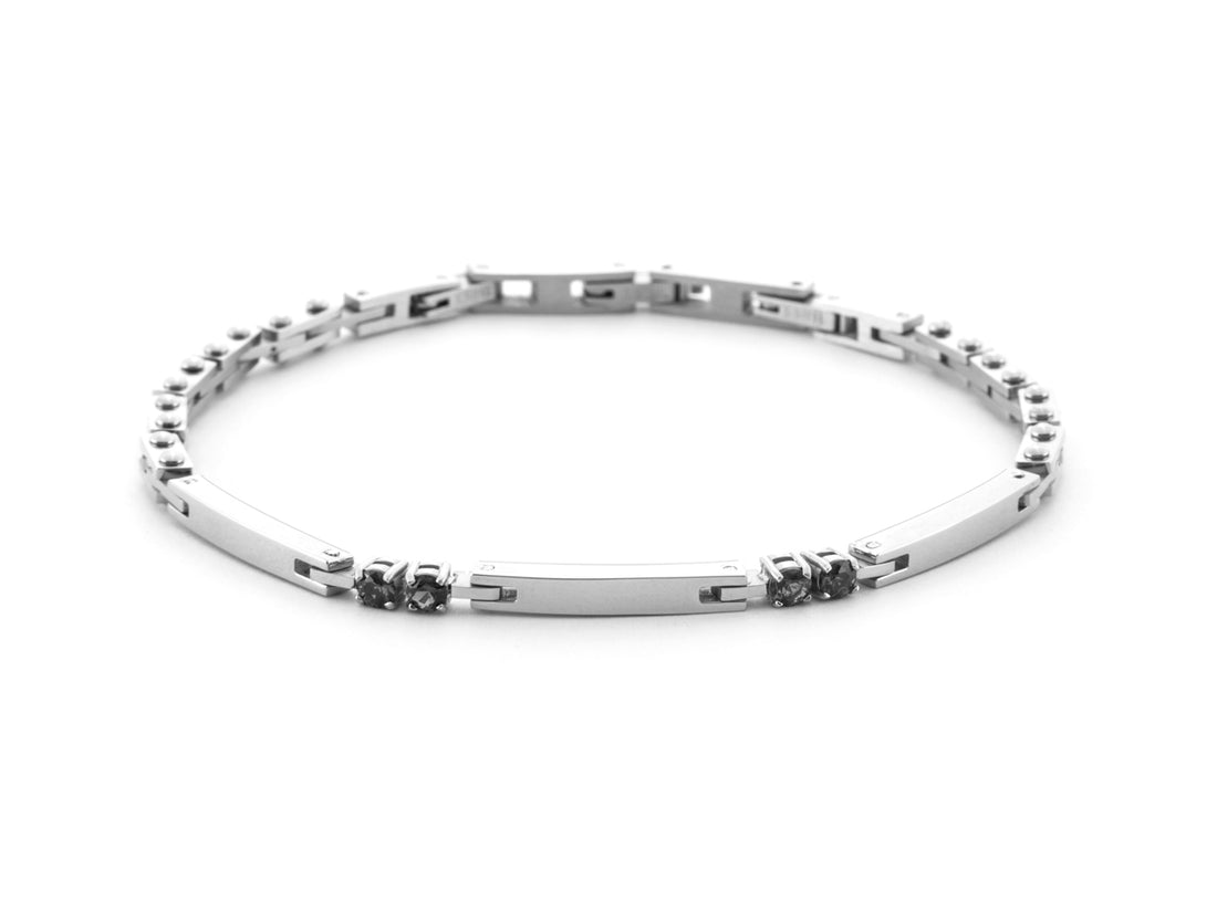 Bracciale Uomo Acciaio 4US Cesare Paciotti Zirconi Neri 4UBR6986