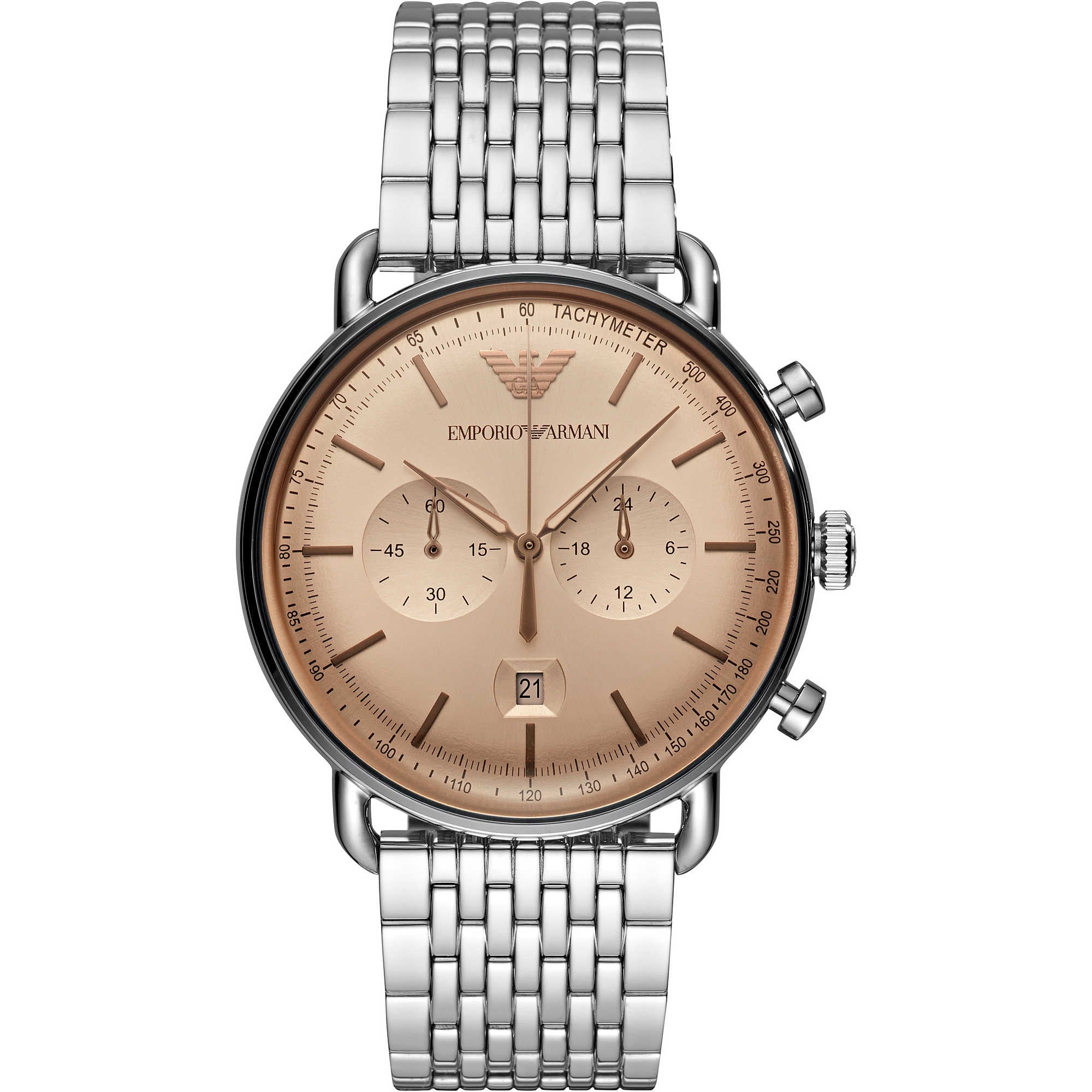 Orologio Uomo Emporio Armani Cronografo Vetro Bombato Ambra E Datario ART11288
