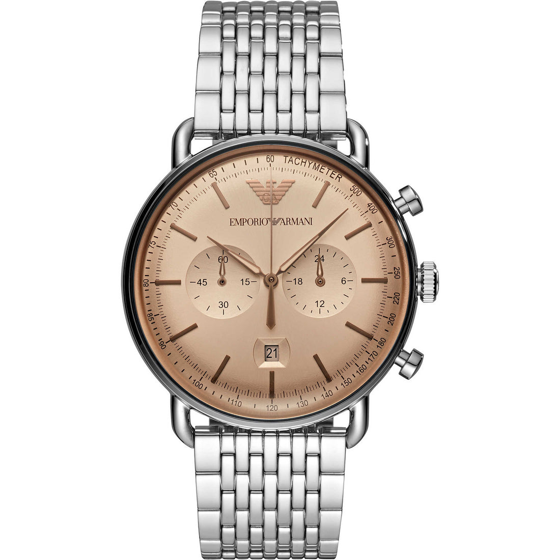 Orologio Uomo Emporio Armani Cronografo Vetro Bombato Ambra E Datario ART11288