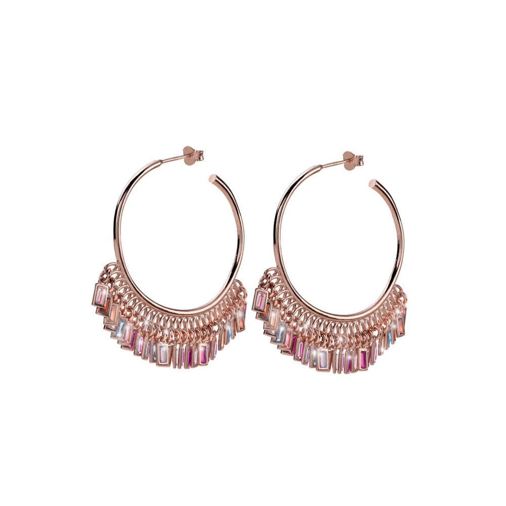 Orecchini Donna Maria Cristina Sterling Argento Rosè 925 Cerchi Zirconi G3944R