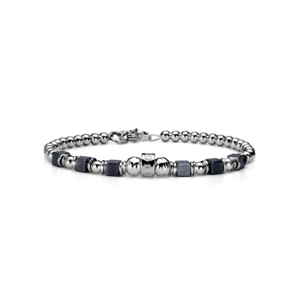 Bracciale Uomo Maria Cristina Sterling Argento 925 Cubi Neri Sfaccettati G1955