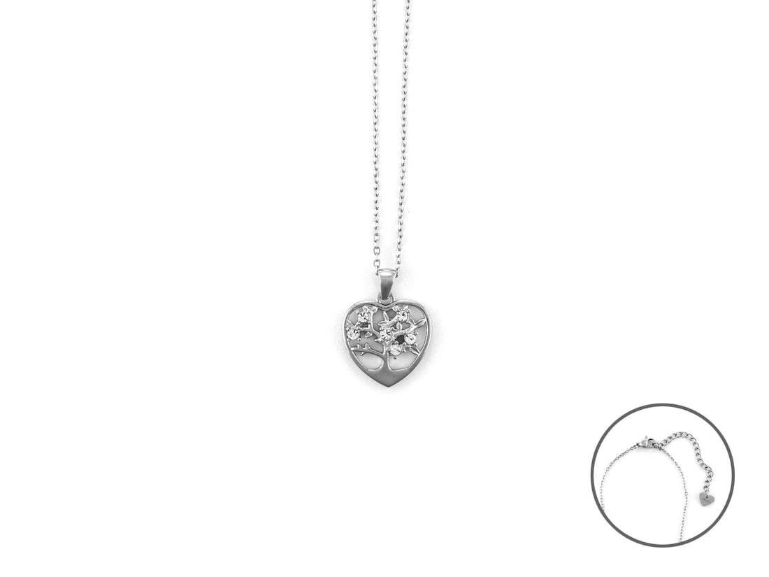 Collana Donna Acciaio 4US Cesare Paciotti Cuore Zirconi Albero Vita 4UCL6513W
