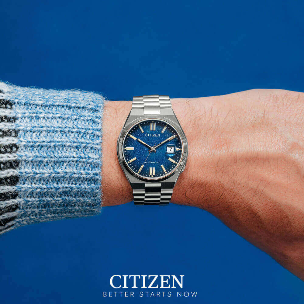 Orologio Uomo Citizen Tsuyosa Automatico Blu Grenè Data Maglia President NJ0151-88L