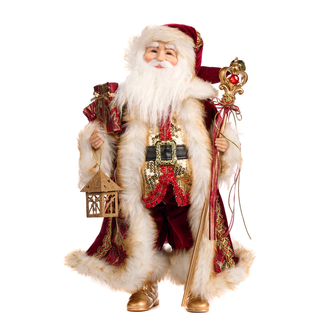 Babbo Natale Goodwill Artigianale Regali Bastone Lanterna Altezza 48 cm AS25102
