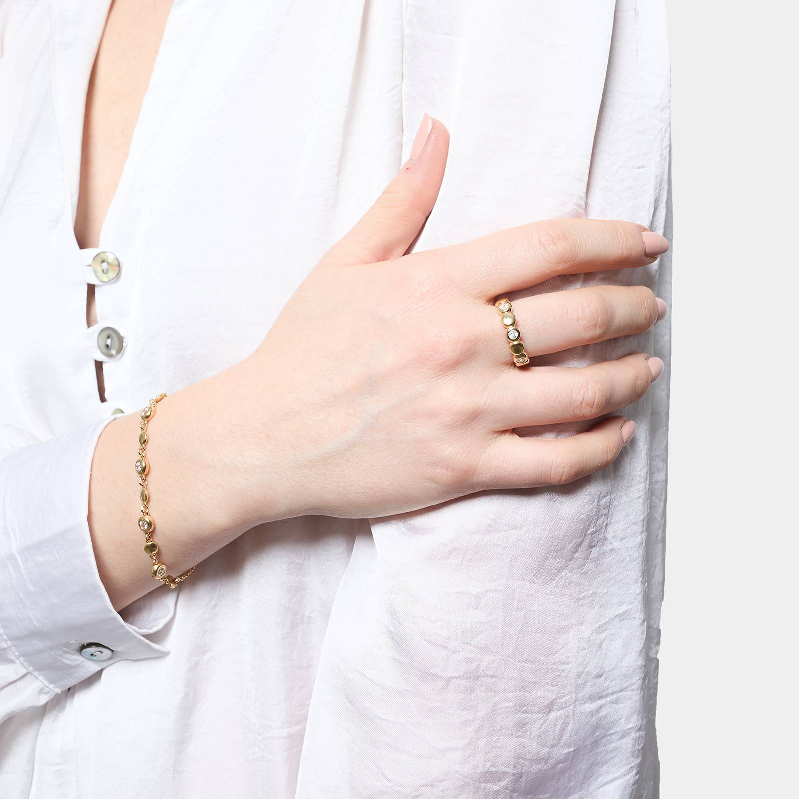 Bracciale Unisex Unoaerre Argento 925 dorato con Zirconi Bianchi Sparkle 571688