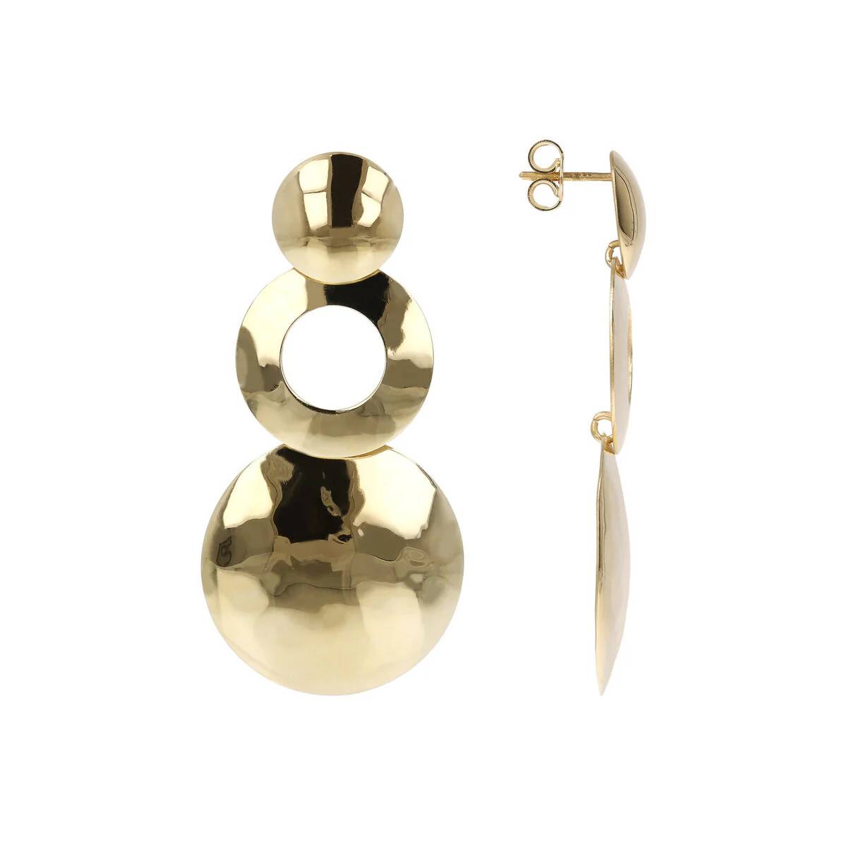 Orecchini Donna Etrusca Dischi Martellati Bronzo Dorato WSET00325.YG