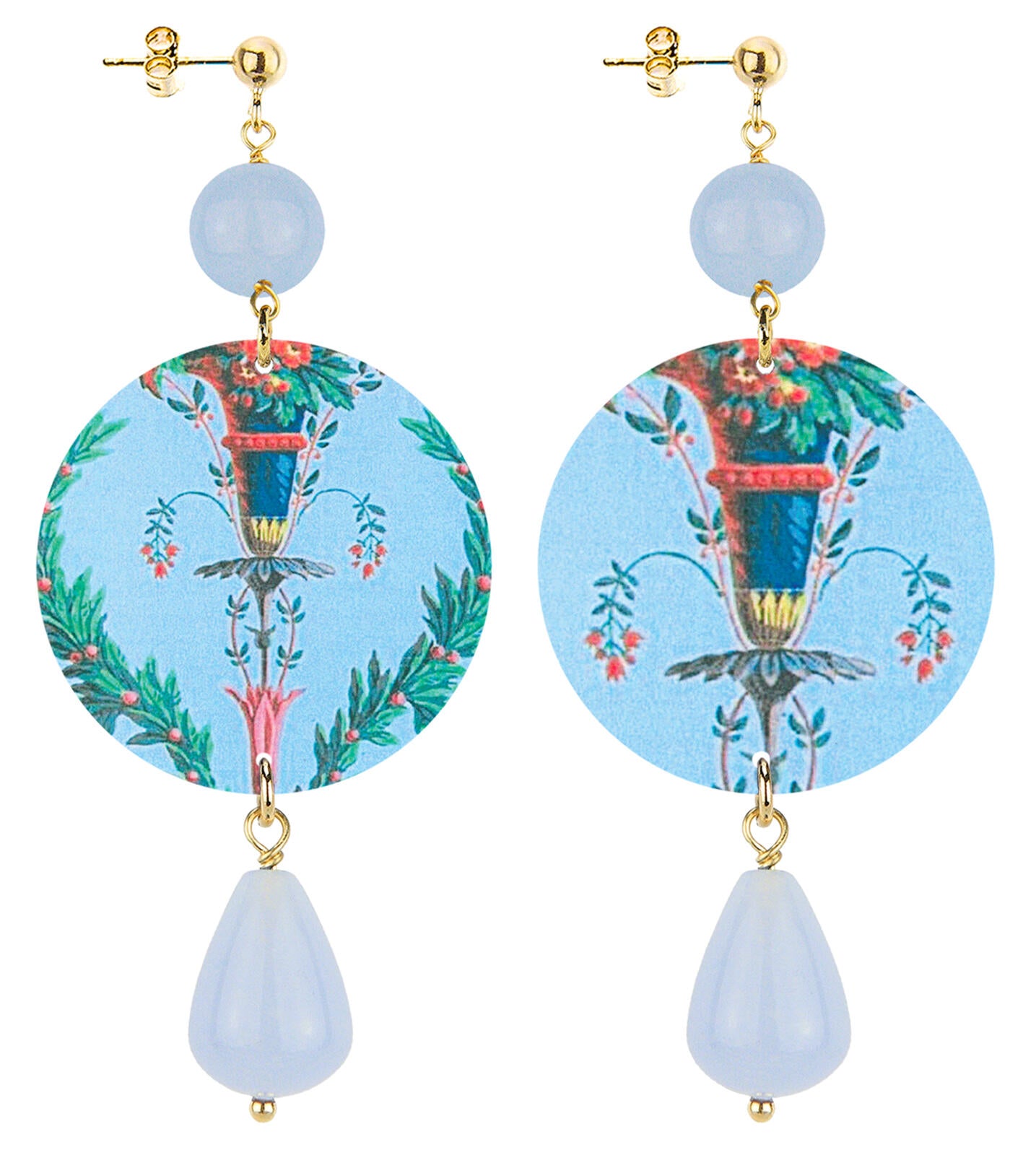 Orecchini Donna Lebole The Circle Vaso Fiori Celeste Schiacciati D/OR.331