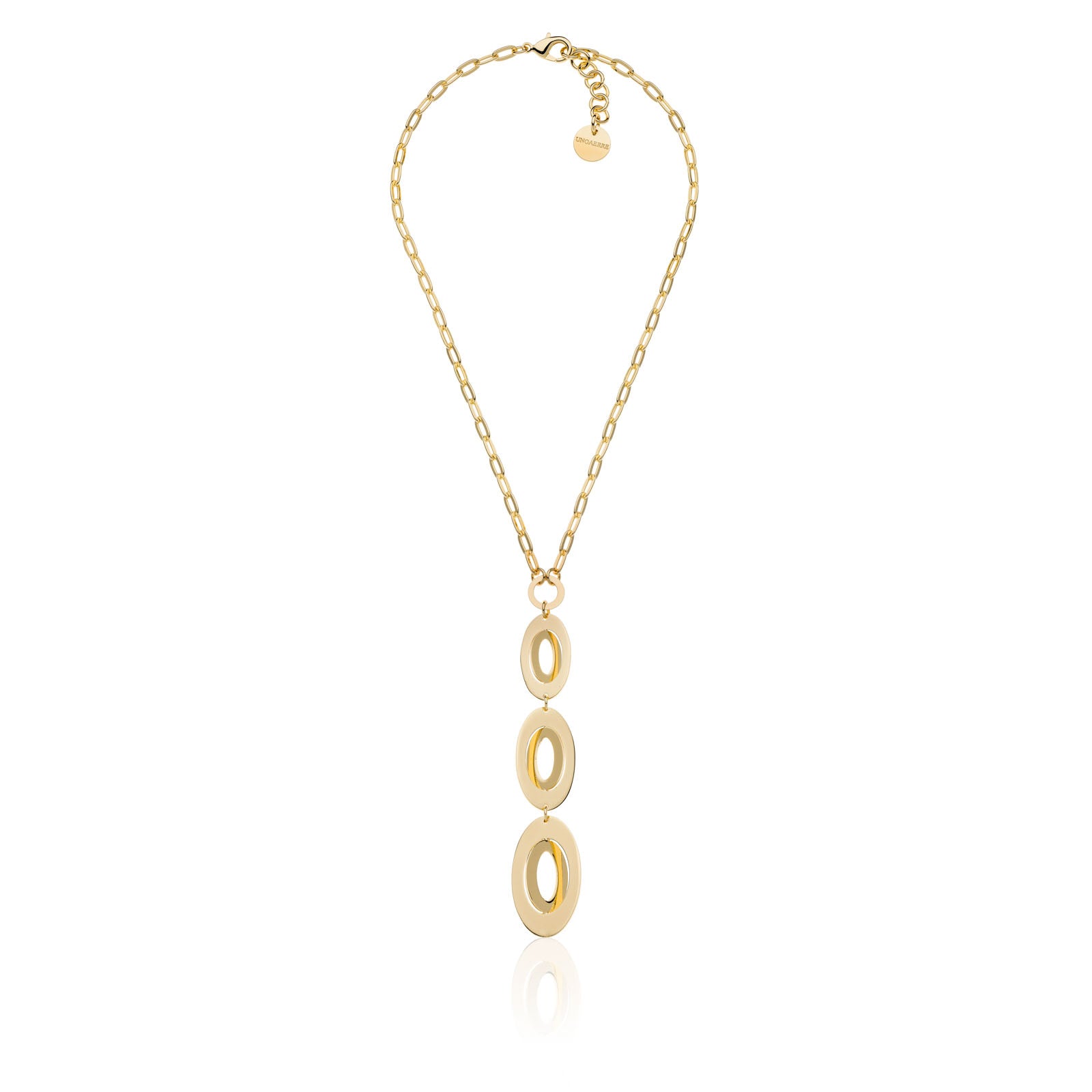 Collana Donna Unoaerre Bronzo Dorato Tre Cerchi Pendenti Ovali 555863