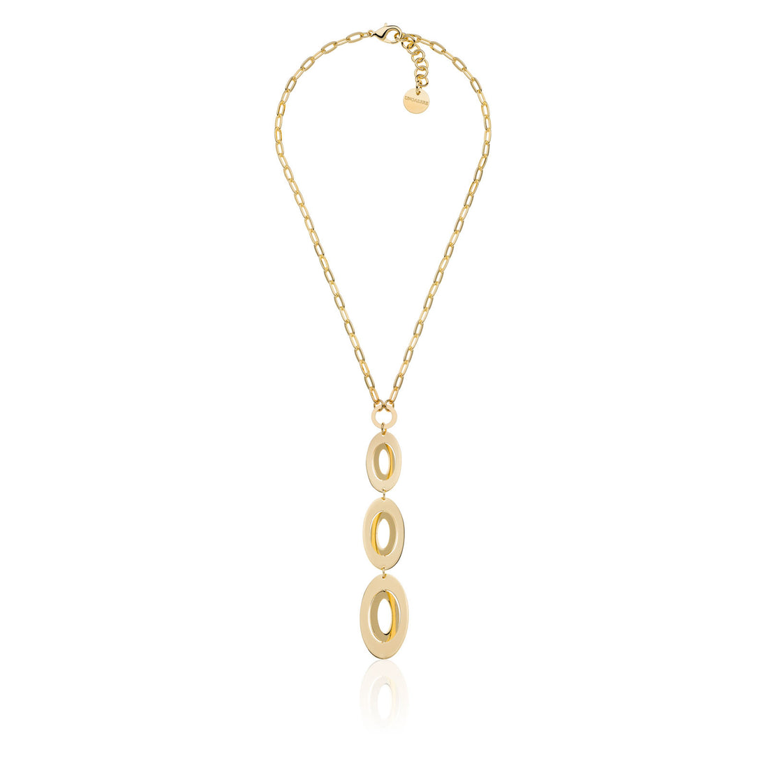 Collana Donna Unoaerre Bronzo Dorato Tre Cerchi Pendenti Ovali 555863