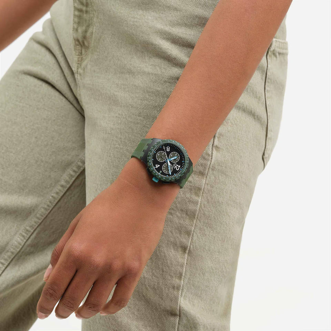 Orologio Uomo Swatch Olive Rush Verde Crono Data SUSB421