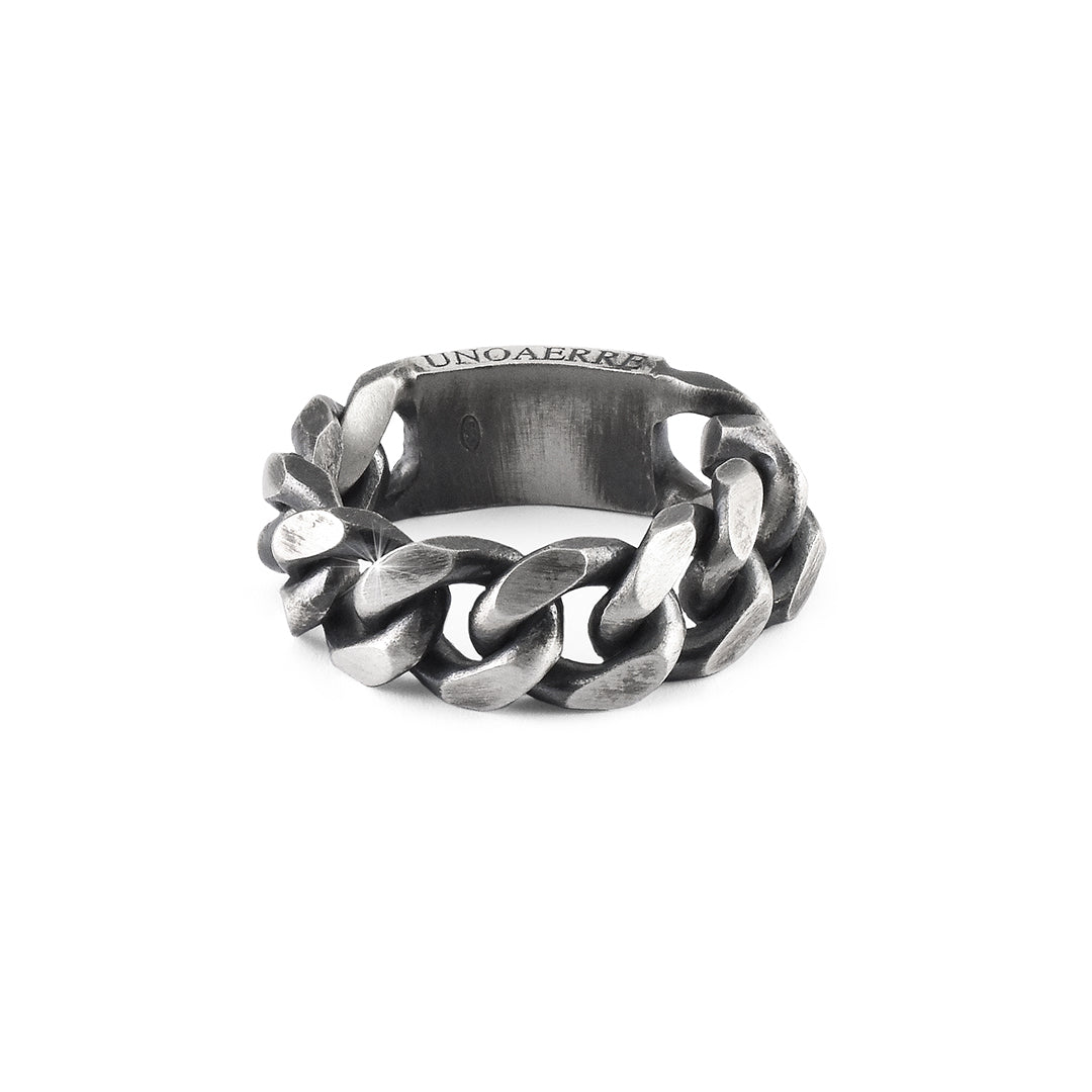 Anello Uomo Unoaerre Argento 925 Groumetta Ovale Piastra 480773